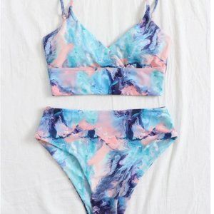Marble High Waisted Bikini Swimsuit